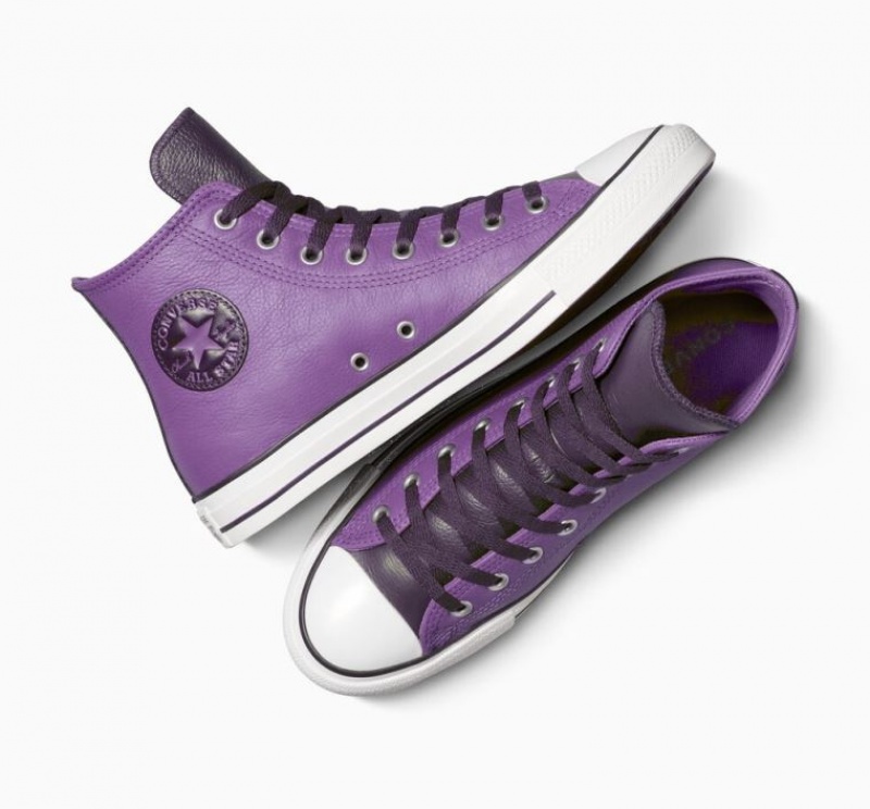 Tenis Converse Chuck Taylor All Star Leather Altos Mujer Moradas | COLOMBIA U2948H