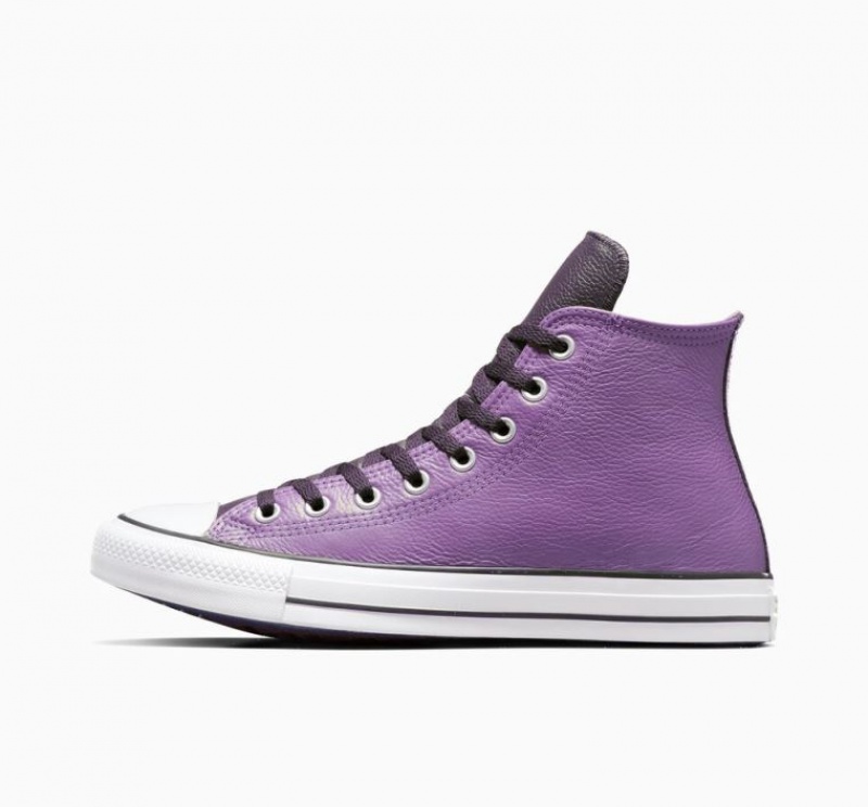 Tenis Converse Chuck Taylor All Star Leather Altos Mujer Moradas | COLOMBIA U2948H