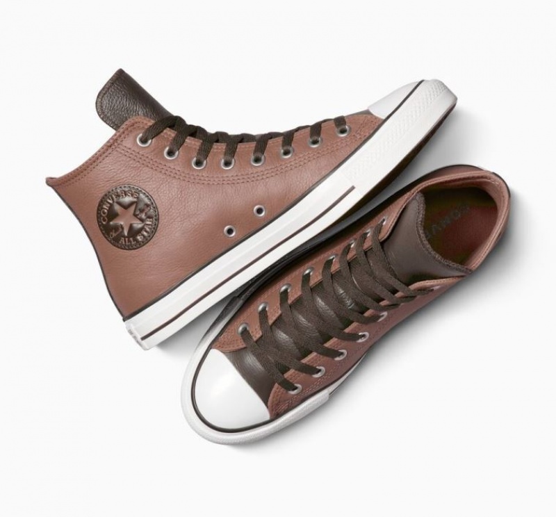 Tenis Converse Chuck Taylor All Star Leather Altos Mujer Marrones | COLOMBIA B3067T