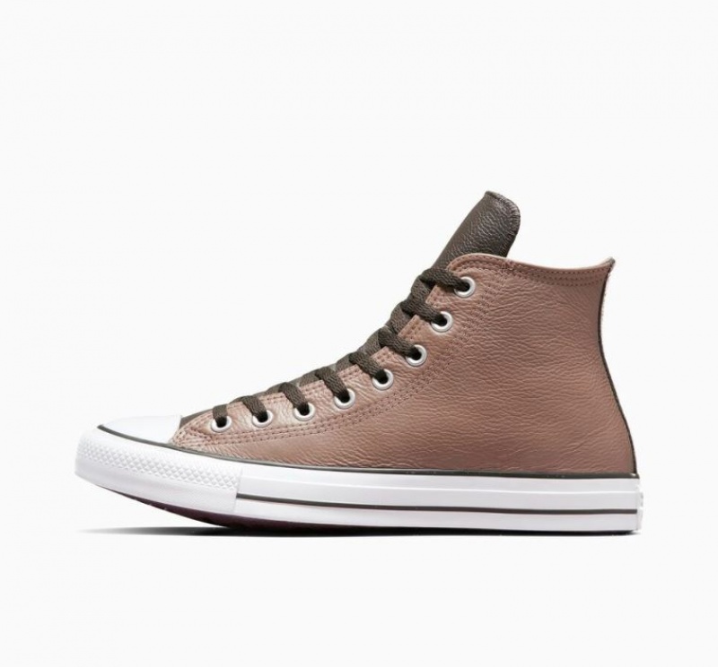 Tenis Converse Chuck Taylor All Star Leather Altos Mujer Marrones | COLOMBIA B3067T