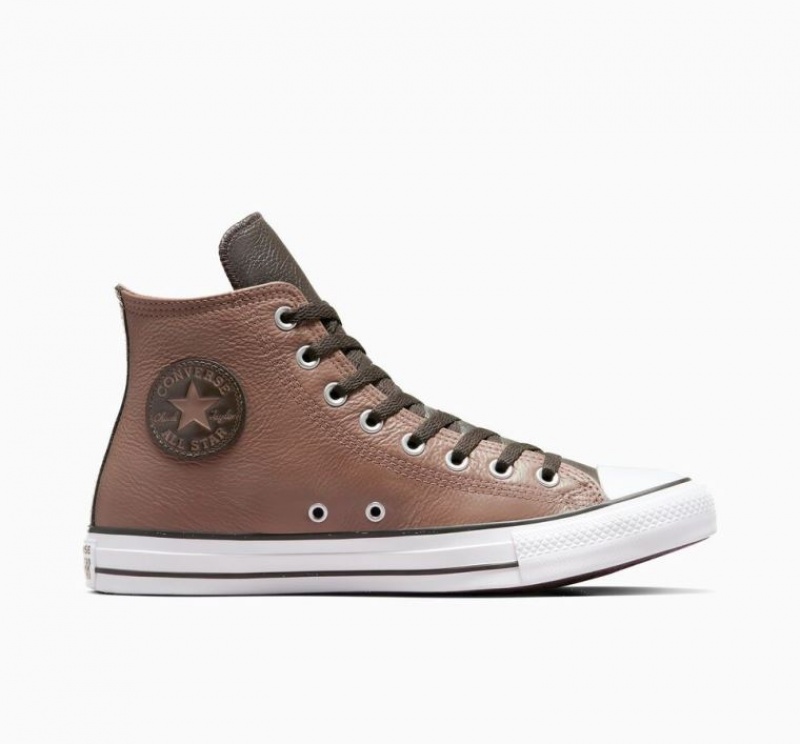 Tenis Converse Chuck Taylor All Star Leather Altos Mujer Marrones | COLOMBIA B3067T