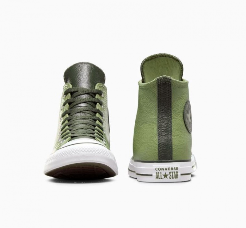 Tenis Converse Chuck Taylor All Star Leather Altos Mujer Verde Claro | COLOMBIA A6472V