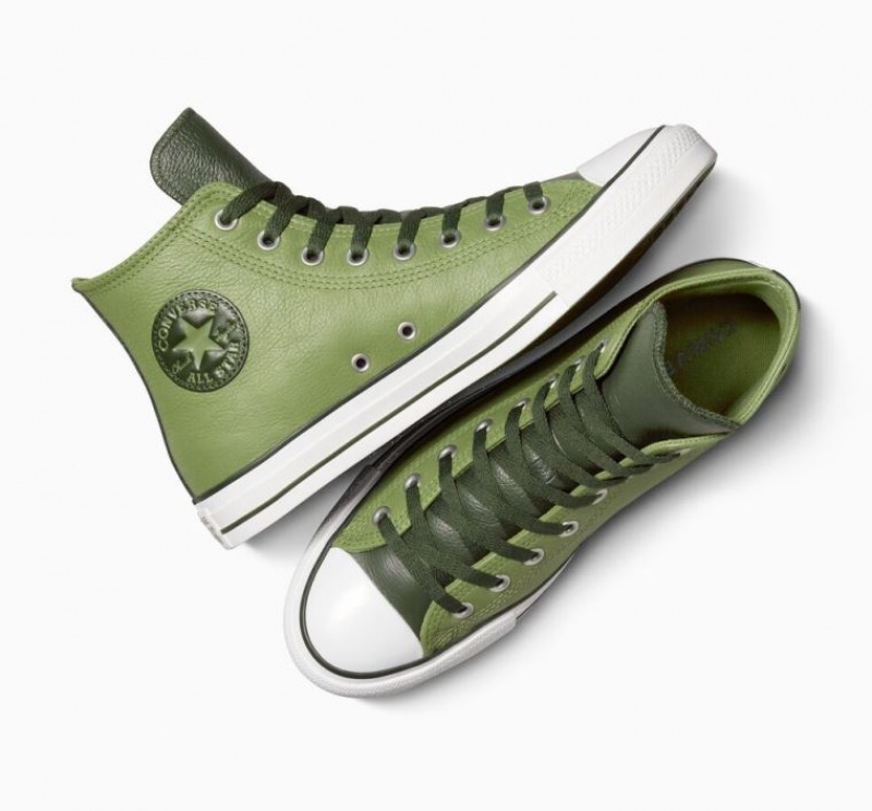 Tenis Converse Chuck Taylor All Star Leather Altos Mujer Verde Claro | COLOMBIA A6472V