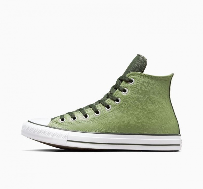 Tenis Converse Chuck Taylor All Star Leather Altos Mujer Verde Claro | COLOMBIA A6472V