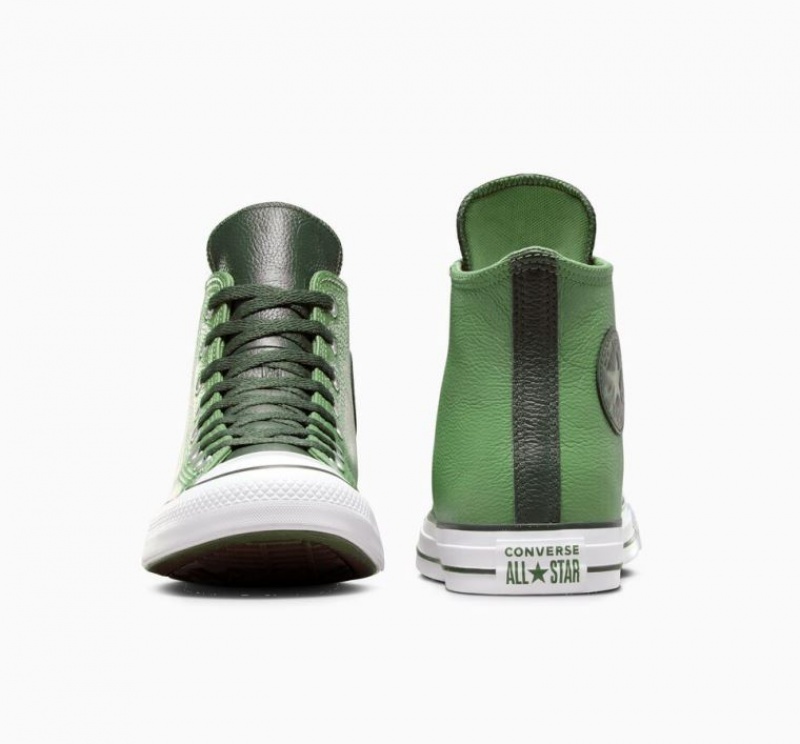 Tenis Converse Chuck Taylor All Star Leather Altos Mujer Verde Claro | COLOMBIA C5467G