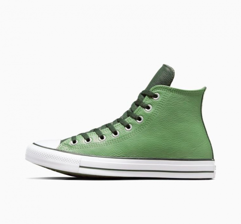 Tenis Converse Chuck Taylor All Star Leather Altos Mujer Verde Claro | COLOMBIA C5467G