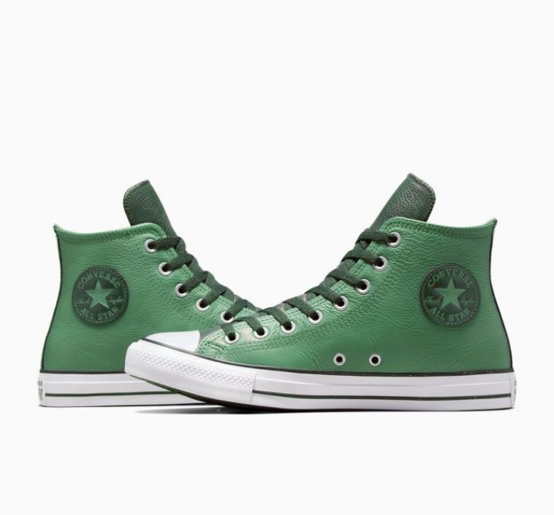 Tenis Converse Chuck Taylor All Star Leather Altos Mujer Verde Claro | COLOMBIA C5467G