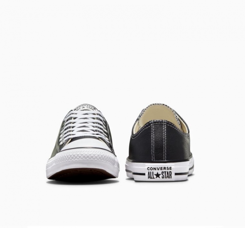 Tenis Converse Chuck Taylor All Star Leather Bajos Mujer Negras | COLOMBIA F7501I