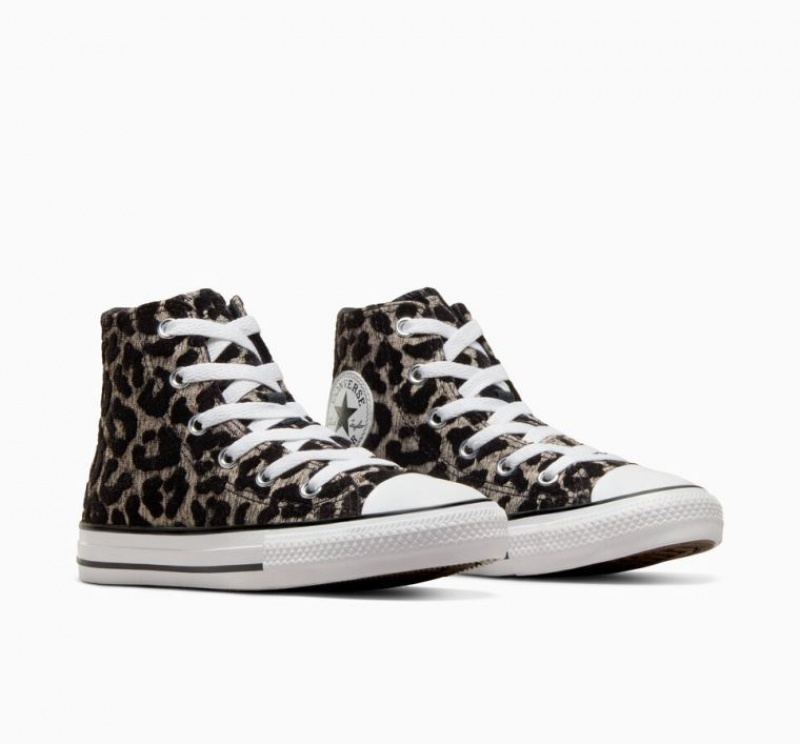 Tenis Converse Chuck Taylor All Star Leopard Altos Niños Negras | COLOMBIA L7239K