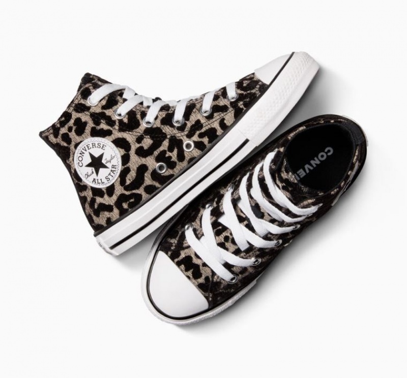 Tenis Converse Chuck Taylor All Star Leopard Altos Niños Negras | COLOMBIA L7239K