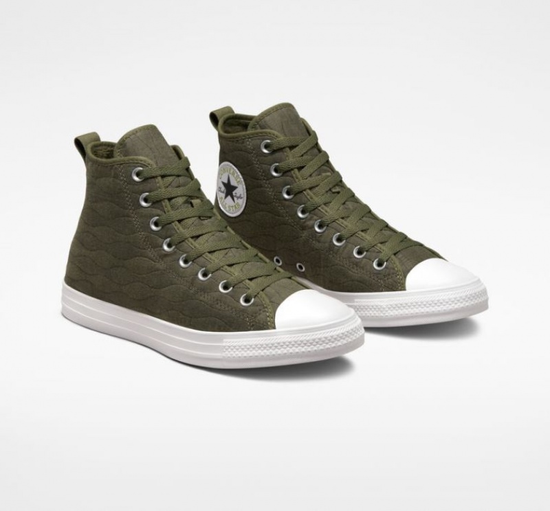 Tenis Converse Chuck Taylor All Star Quilted Altos Hombre Verde Oscuro | COLOMBIA B8912N