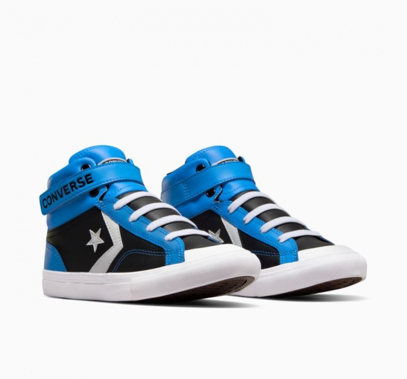 Tenis Converse Pro Blaze Strap Leather Altos Niños Azules Negras | COLOMBIA I7964V