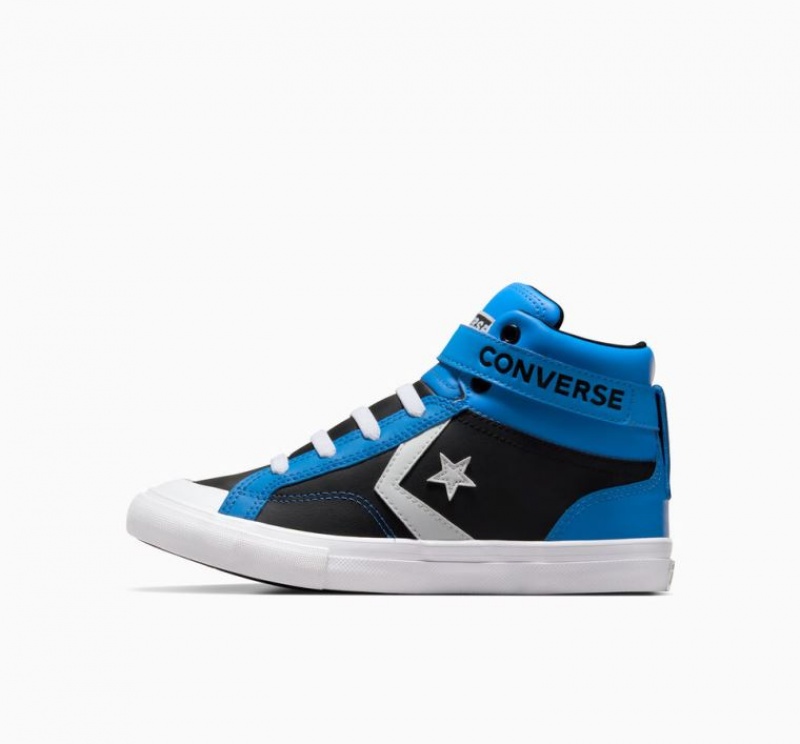 Tenis Converse Pro Blaze Strap Leather Altos Niños Azules Negras | COLOMBIA I7964V