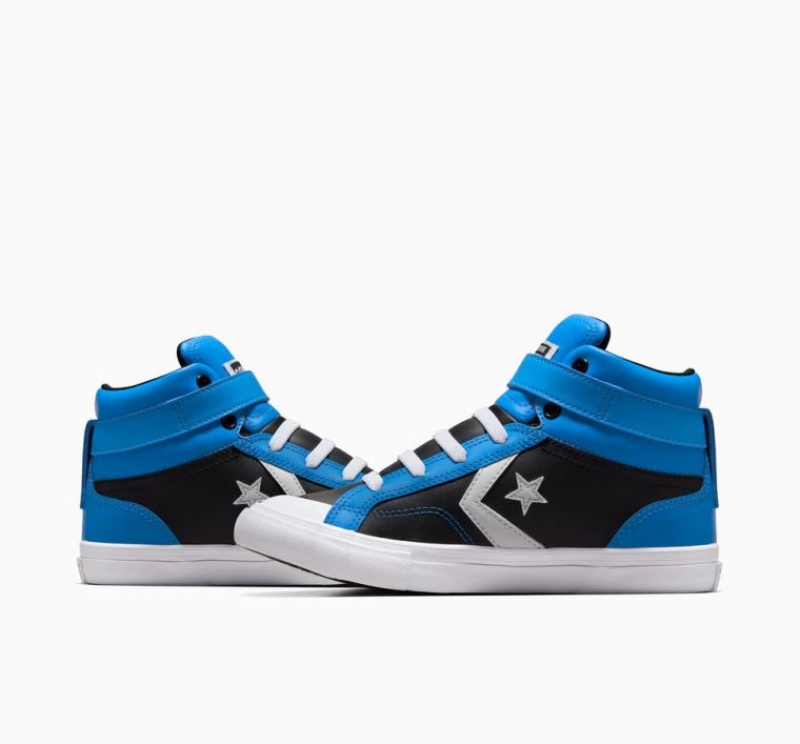 Tenis Converse Pro Blaze Strap Leather Altos Niños Azules Negras | COLOMBIA I7964V