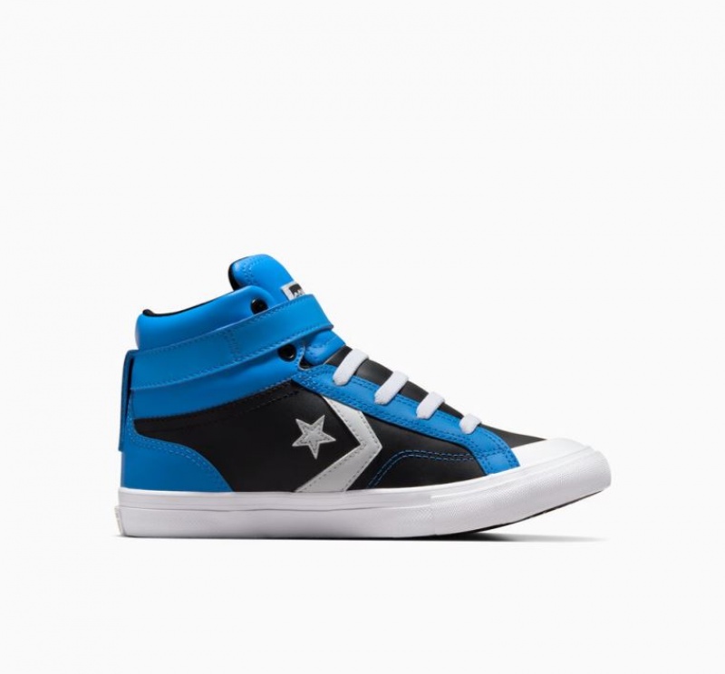 Tenis Converse Pro Blaze Strap Leather Altos Niños Azules Negras | COLOMBIA I7964V