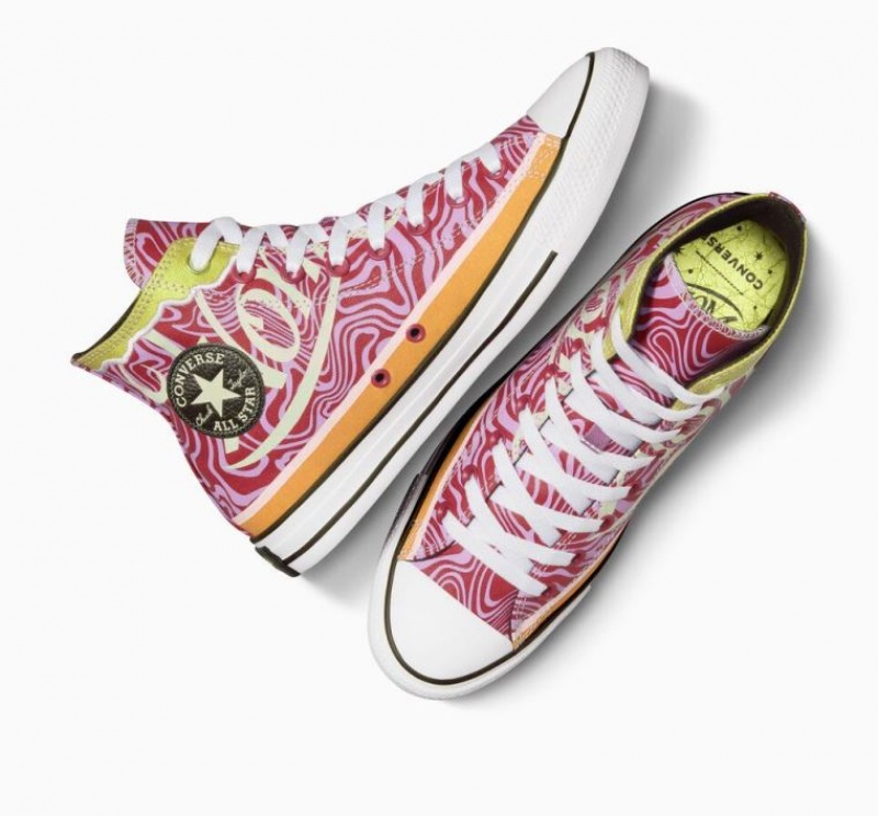 Tenis Converse X Wonka Chuck Taylor All Star Swirl Altos Hombre Rosas | COLOMBIA F6081R