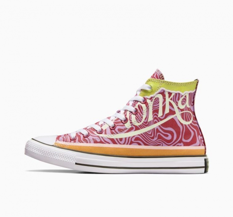 Tenis Converse X Wonka Chuck Taylor All Star Swirl Altos Hombre Rosas | COLOMBIA F6081R