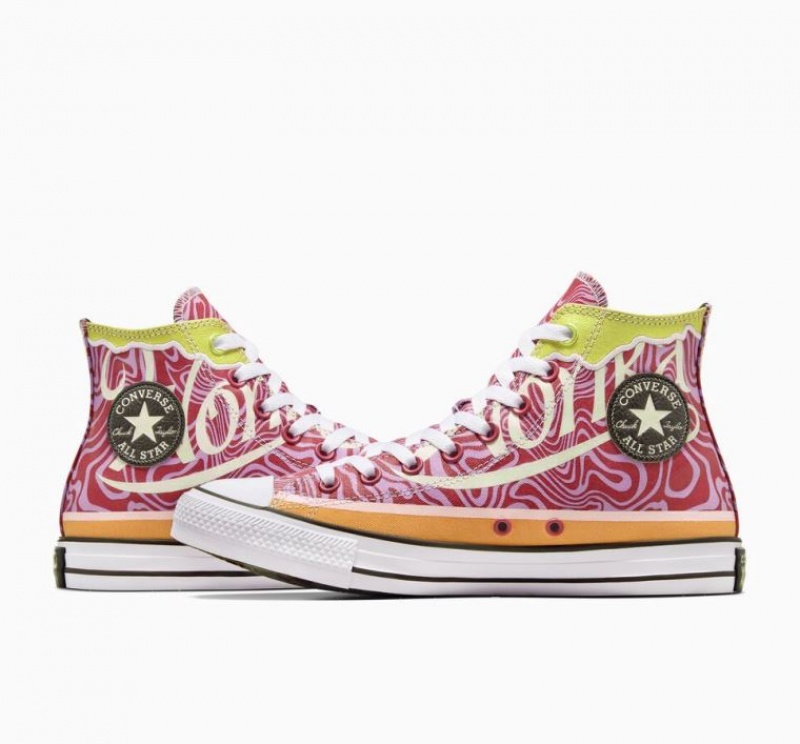 Tenis Converse X Wonka Chuck Taylor All Star Swirl Altos Hombre Rosas | COLOMBIA F6081R