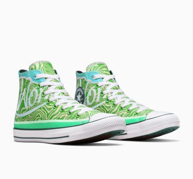 Tenis Converse X Wonka Chuck Taylor All Star Swirl Altos Hombre Verde | COLOMBIA D6482I