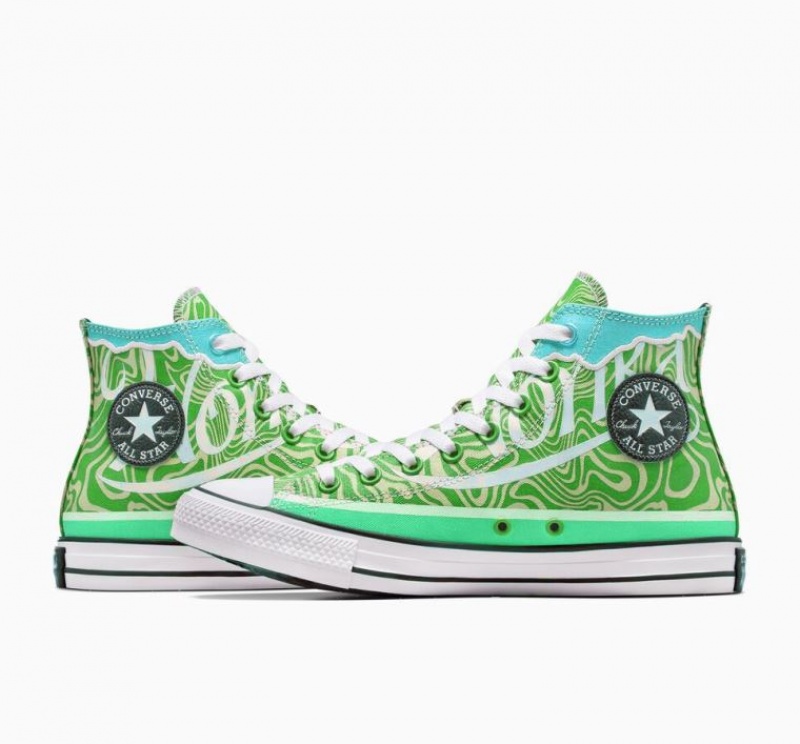 Tenis Converse X Wonka Chuck Taylor All Star Swirl Altos Hombre Verde | COLOMBIA D6482I