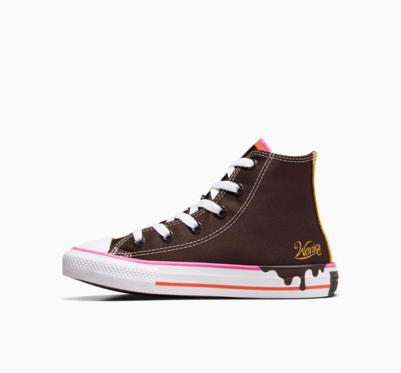 Tenis Converse X Wonka Chuck Taylor All Star Altos Niños Marrones Oscuro | COLOMBIA V4298E