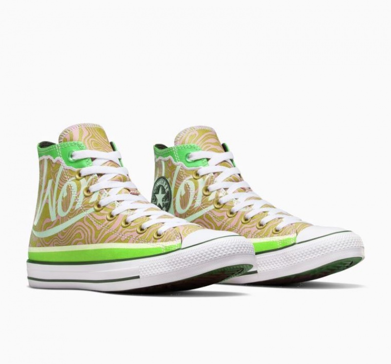 Tenis Converse X Wonka Chuck Taylor All Star Swirl Altos Mujer Verde | COLOMBIA N2154C