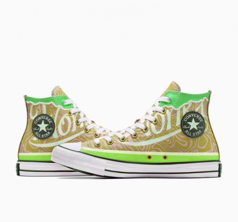 Tenis Converse X Wonka Chuck Taylor All Star Swirl Altos Mujer Verde | COLOMBIA N2154C