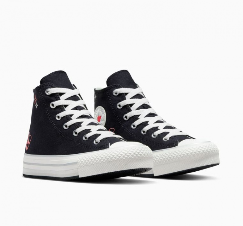 Tenis Plataforma Converse Chuck Taylor All Star Eva Lift Y2K Heart Niños Negras | COLOMBIA F3671T