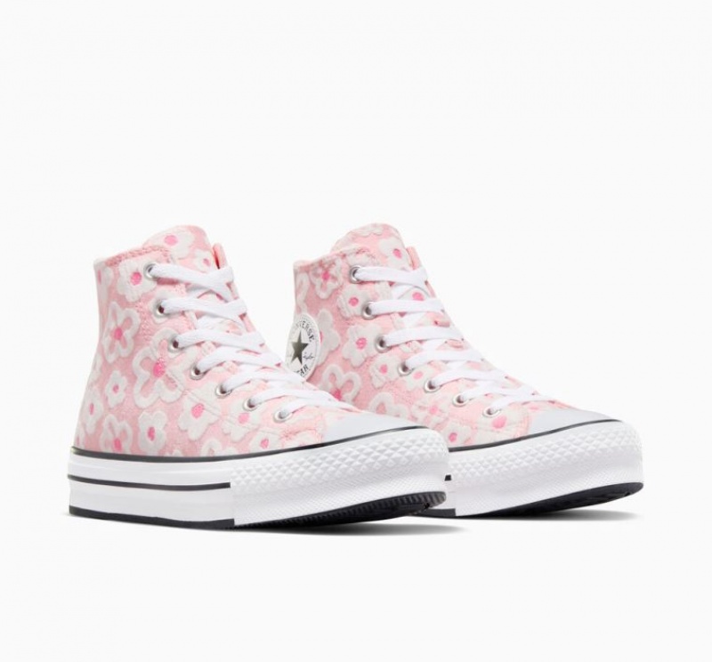 Tenis Plataforma Converse Chuck Taylor All Star Lift Flower Embroidery Niños Rosas | COLOMBIA L9436G