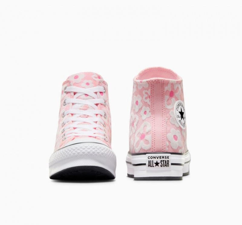 Tenis Plataforma Converse Chuck Taylor All Star Lift Flower Embroidery Niños Rosas | COLOMBIA L9436G