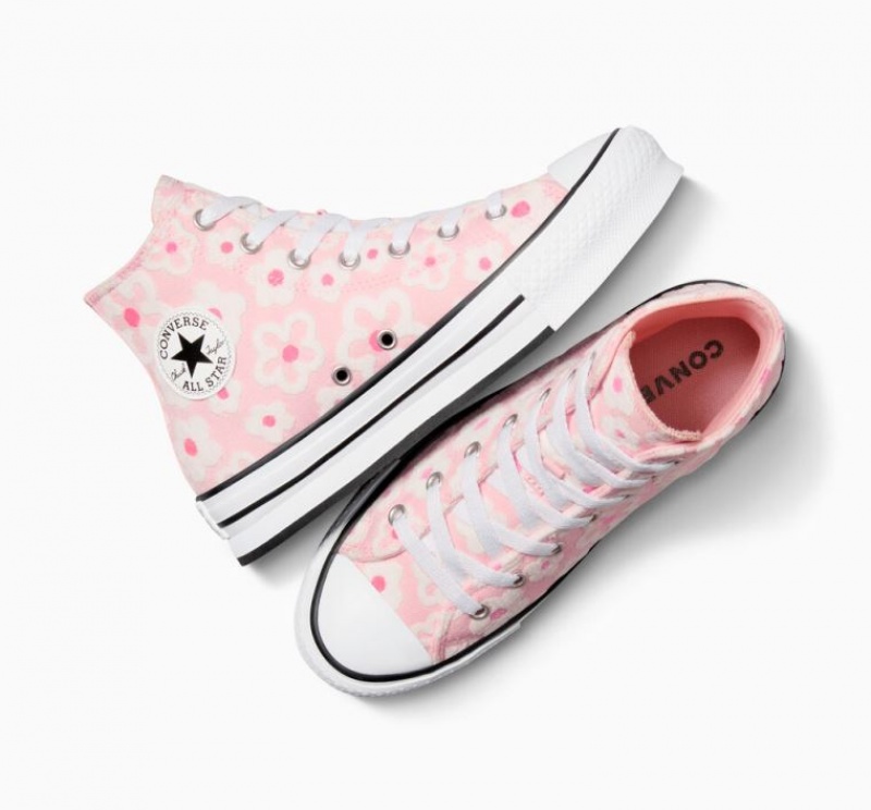 Tenis Plataforma Converse Chuck Taylor All Star Lift Flower Embroidery Niños Rosas | COLOMBIA L9436G