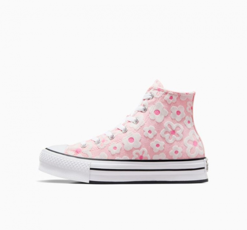 Tenis Plataforma Converse Chuck Taylor All Star Lift Flower Embroidery Niños Rosas | COLOMBIA L9436G