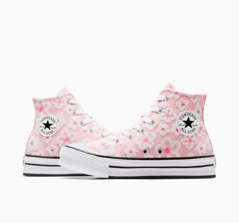 Tenis Plataforma Converse Chuck Taylor All Star Lift Flower Embroidery Niños Rosas | COLOMBIA L9436G