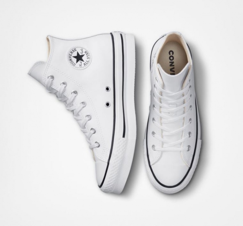 Tenis Plataforma Converse Chuck Taylor All Star Lift Leather Niños Blancas | COLOMBIA N0732U