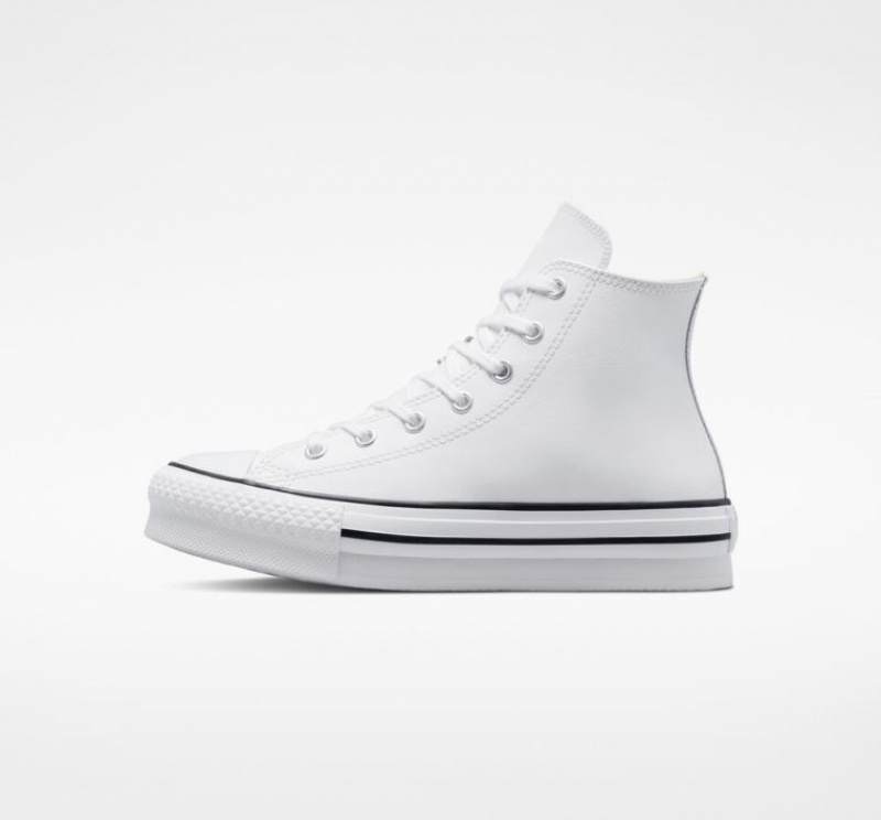 Tenis Plataforma Converse Chuck Taylor All Star Lift Leather Niños Blancas | COLOMBIA N0732U