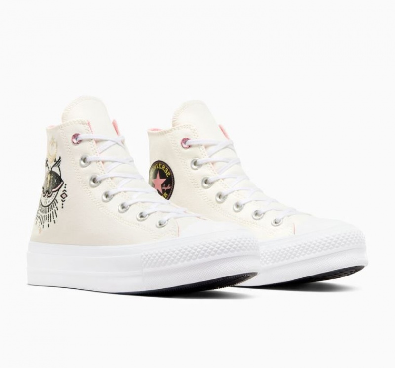 Tenis Plataforma Converse Chuck Taylor All Star Lift Alchemy Embroidery Mujer Beige | COLOMBIA A9610M