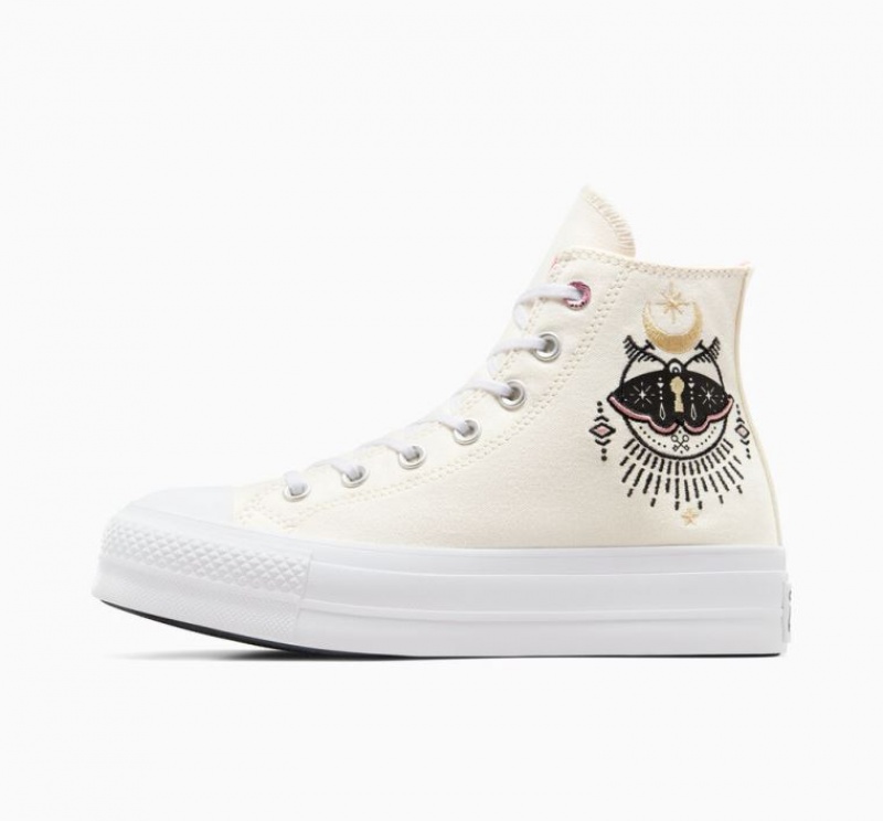 Tenis Plataforma Converse Chuck Taylor All Star Lift Alchemy Embroidery Mujer Beige | COLOMBIA A9610M