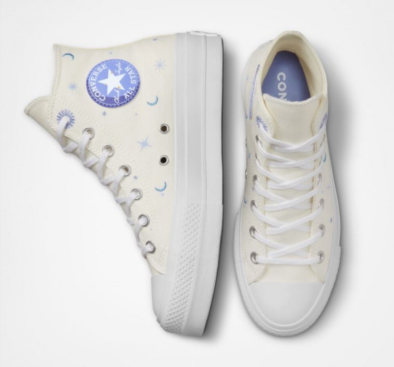 Tenis Plataforma Converse Chuck Taylor All Star Lift Celestial Mujer Beige | COLOMBIA C5397P