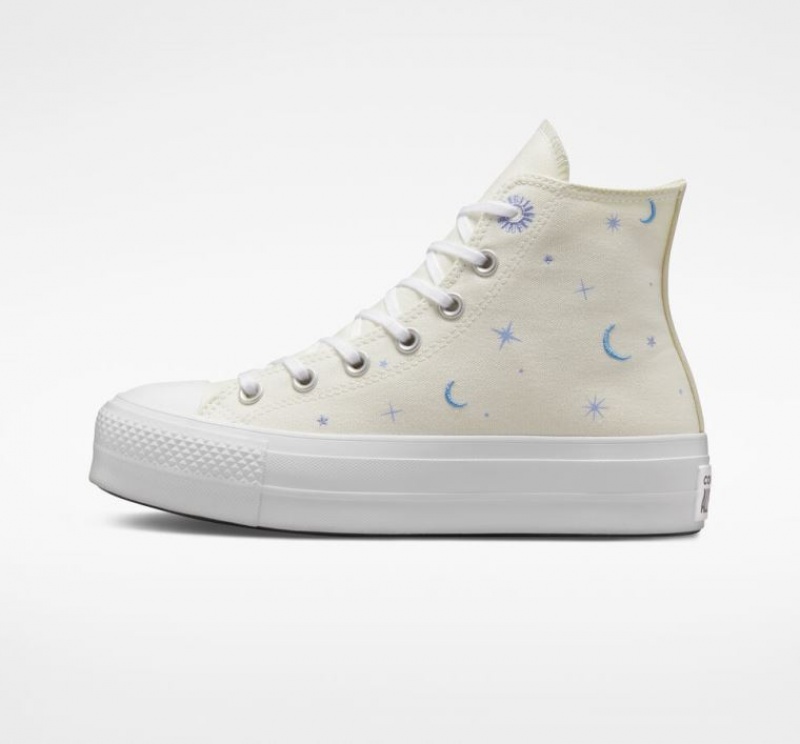 Tenis Plataforma Converse Chuck Taylor All Star Lift Celestial Mujer Beige | COLOMBIA C5397P