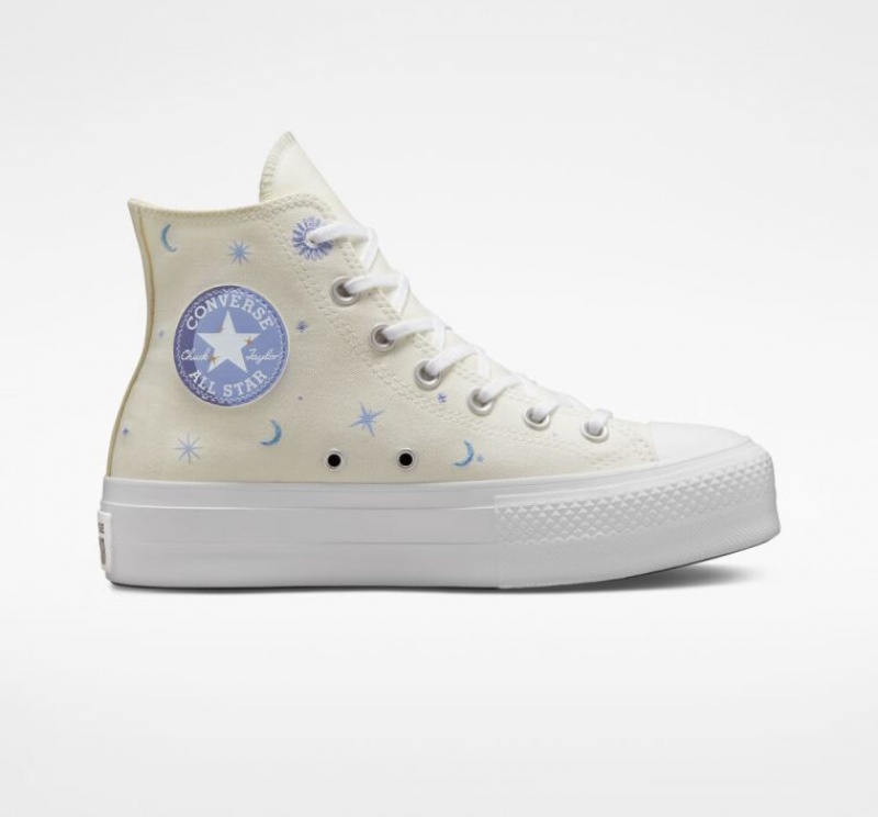 Tenis Plataforma Converse Chuck Taylor All Star Lift Celestial Mujer Beige | COLOMBIA C5397P