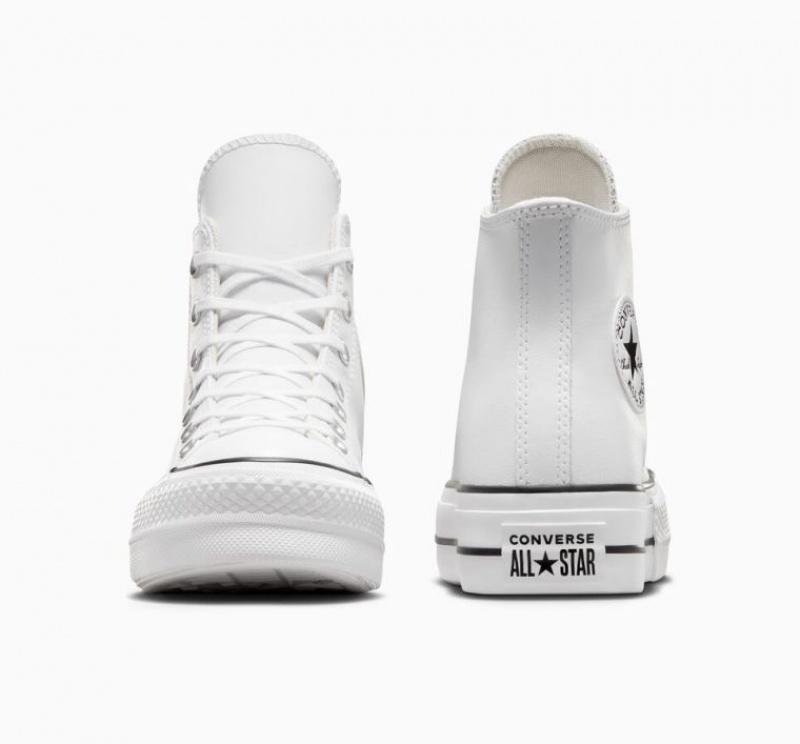 Tenis Plataforma Converse Chuck Taylor All Star Lift Leather Mujer Blancas | COLOMBIA A6085P