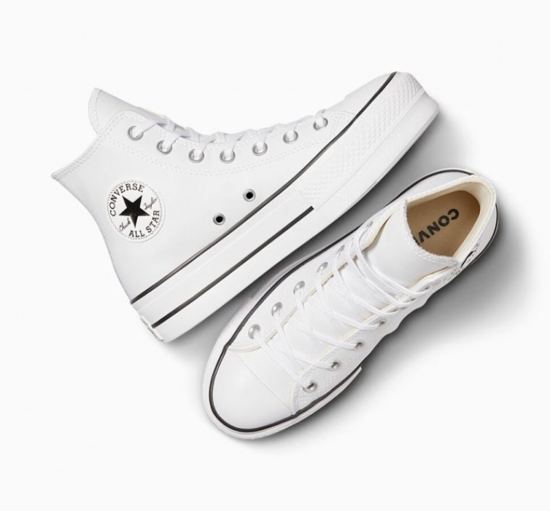 Tenis Plataforma Converse Chuck Taylor All Star Lift Leather Mujer Blancas | COLOMBIA A6085P