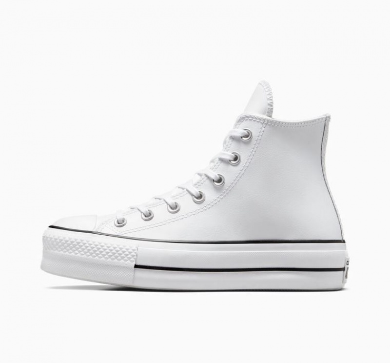 Tenis Plataforma Converse Chuck Taylor All Star Lift Leather Mujer Blancas | COLOMBIA A6085P