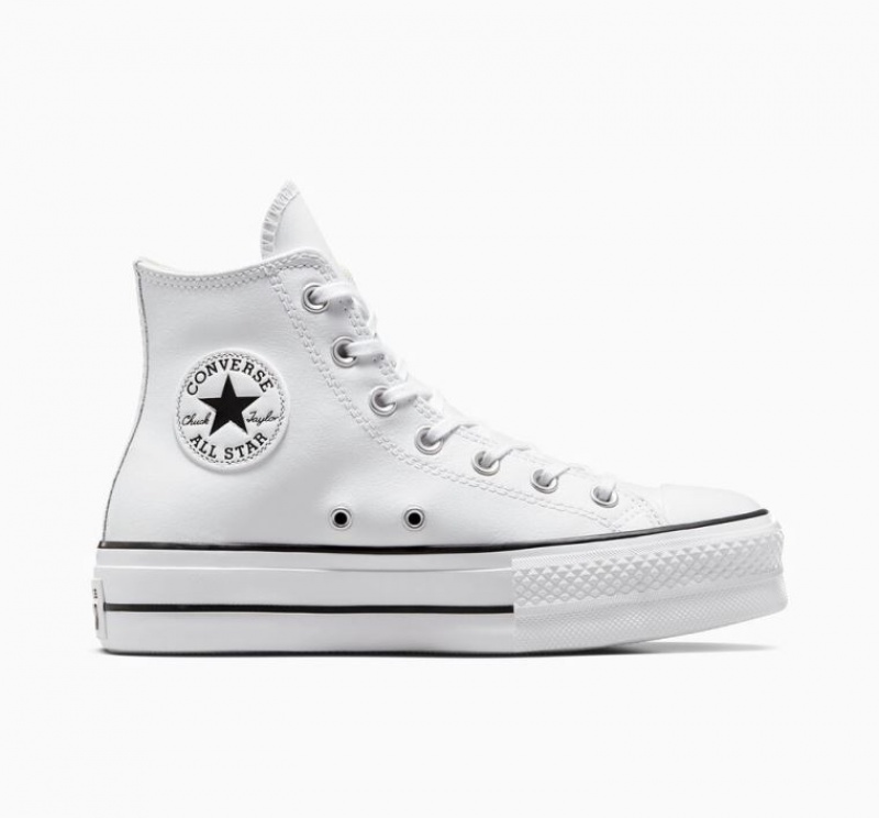 Tenis Plataforma Converse Chuck Taylor All Star Lift Leather Mujer Blancas | COLOMBIA A6085P