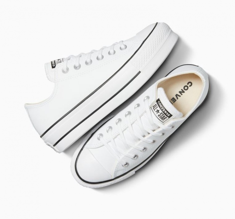 Tenis Plataforma Converse Chuck Taylor All Star Lift Leather Mujer Blancas | COLOMBIA A3850F