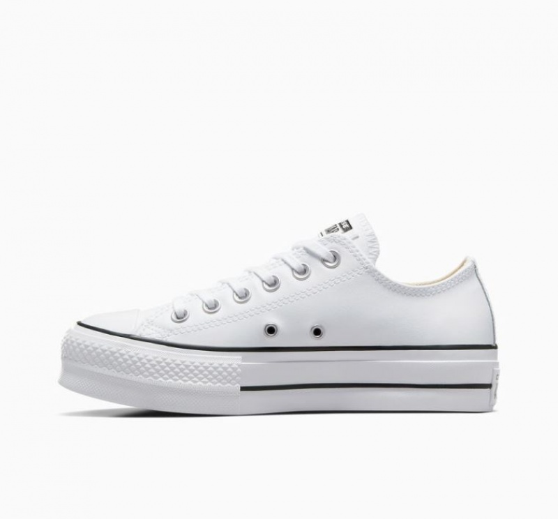 Tenis Plataforma Converse Chuck Taylor All Star Lift Leather Mujer Blancas | COLOMBIA A3850F