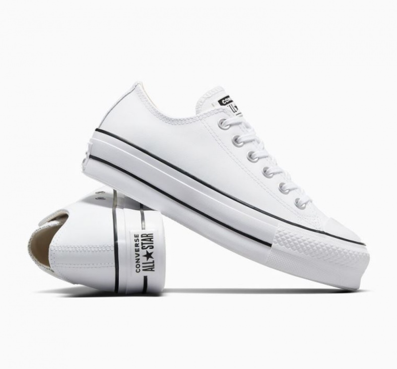 Tenis Plataforma Converse Chuck Taylor All Star Lift Leather Mujer Blancas | COLOMBIA A3850F