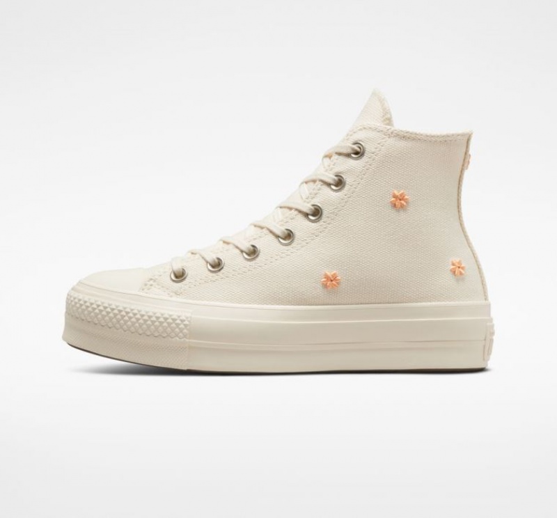 Tenis Plataforma Converse Chuck Taylor All Star Lift Pearls Mujer Beige | COLOMBIA R4635Z