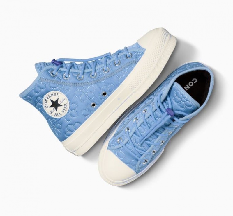 Tenis Plataforma Converse Chuck Taylor All Star Lift Quilted Mujer Azules Claro | COLOMBIA D1783Y