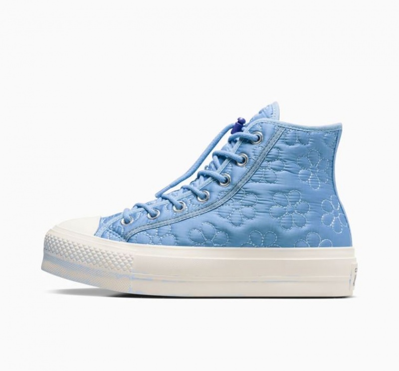 Tenis Plataforma Converse Chuck Taylor All Star Lift Quilted Mujer Azules Claro | COLOMBIA D1783Y